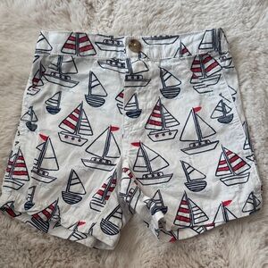 Little Me White and Red Sailboat Shorts